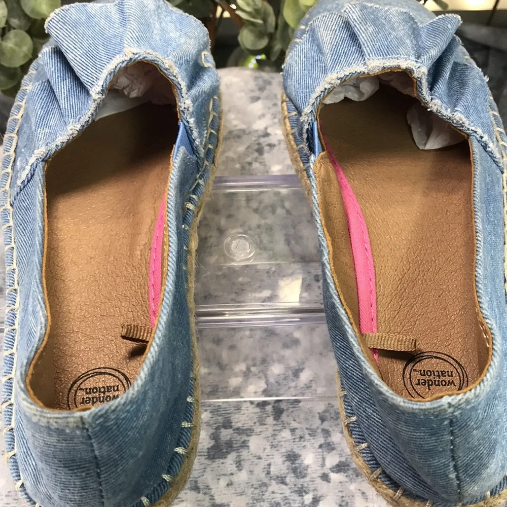 Wonder Nation Blue Jean Ruffle Top Espadrille Flats Girls 3 💙Gently Pre-Loved💙